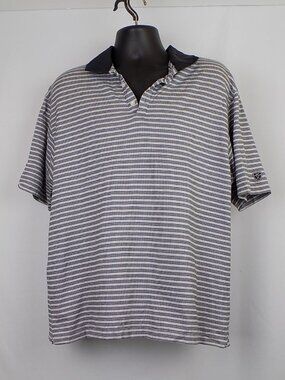 Nike Golf Gray Shirt Black Stripes Size Large Short Sleeve Collar Men Casual